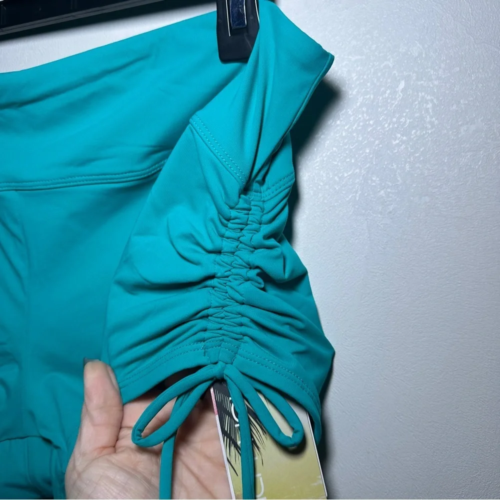 Beach House NWT Adjustable Side Tie Swimsuit Bottoms Size 16 Turquoise